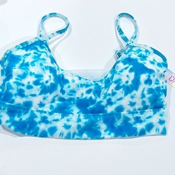 SUNDAZED Gianna Tie-Dyed Mid-Line Bikini Top, swimsuit swimwear size M New teal - Picture 7 of 9
